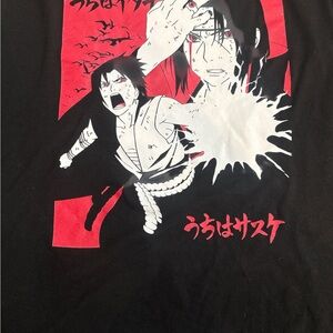 Naruto Sasuke Uchiha Anime Graphic Tee Black 100% Cotton Streetwear XL